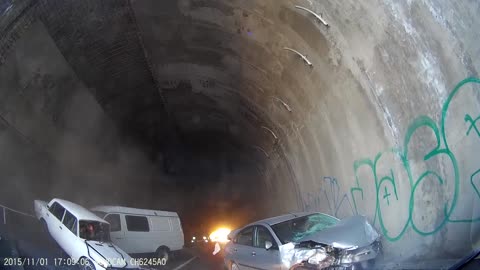 Car Accident in Highway Tunnel