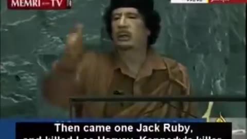 Gaddafi suggested Israel killed JFK at the UN, calling for an investigation.