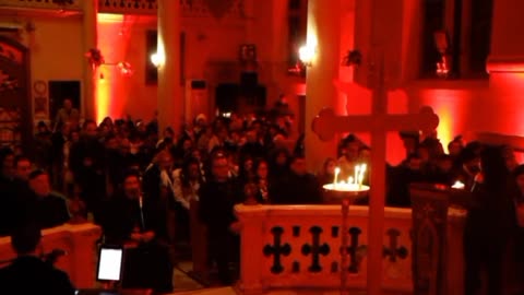 Aleppo church lit in red Memorial ceremony for victims of catastrophic earthquake