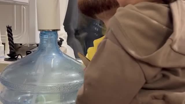 Child Laughs Hysterically at How Dad Drinks Water
