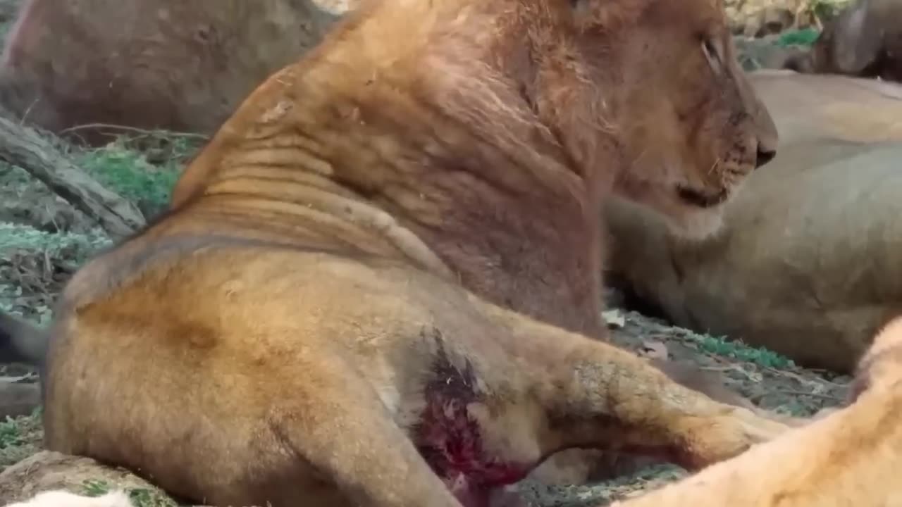 Lions Attacks Hippo To Rescue Teammates From Giant Mouth