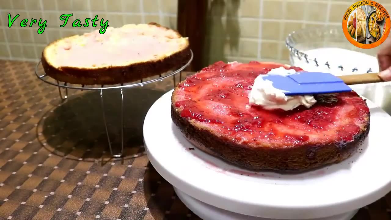 Strawberry Cake Recipe With Jam _ Food Fusion & Recipes