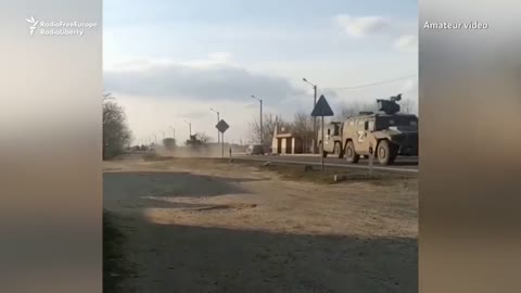 Man Tries To Stop Russian Military Convoy With His Bare Hands