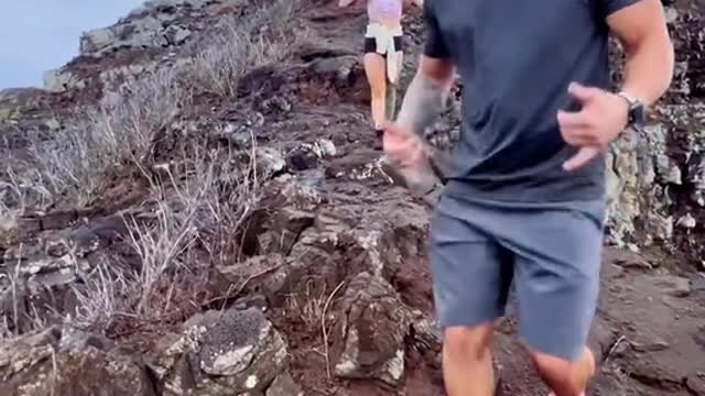 After a rare rainy day in Hawaii, this hike was wet and slippery.