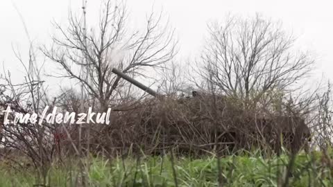 Подразделение ВДВ поддерживают пехоту огнём своих самоходок 2С9 "Нона