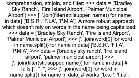 Making acronym for every airport in Python list