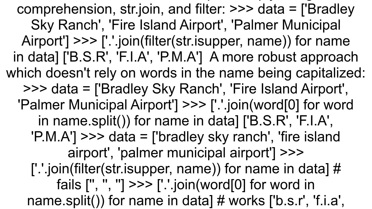 Making acronym for every airport in Python list