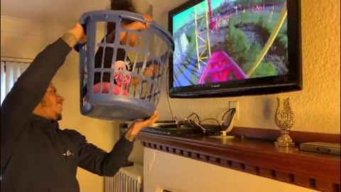 Father turns Basket in to Roller Coaster for daughter to experience First Time