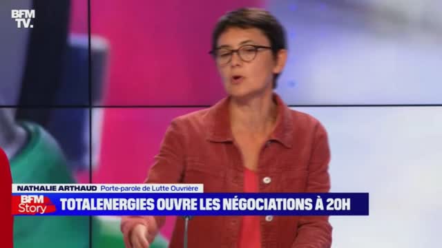 Nathalie Arthaud recadre le plateau de BFM