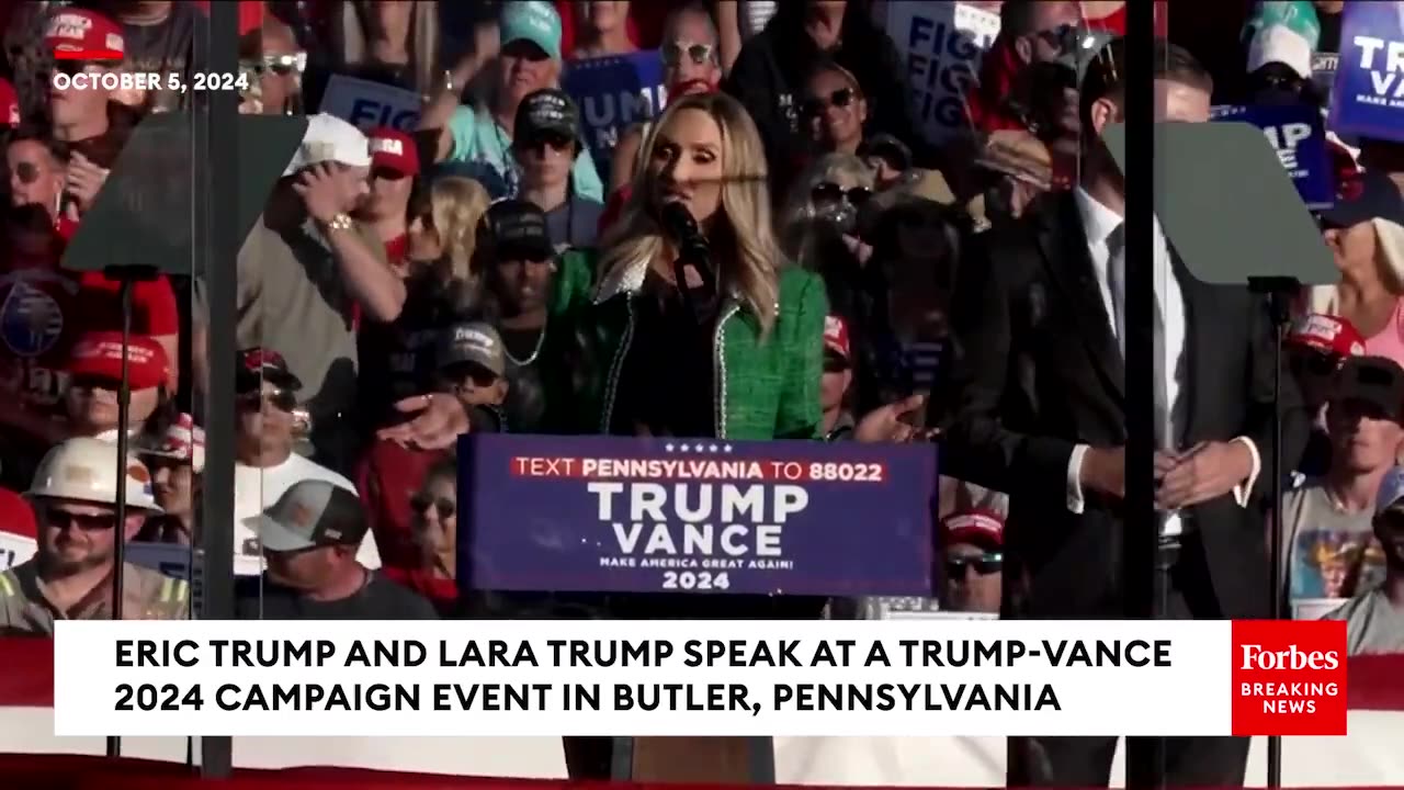 Eric Trump & Lara Trump Speak at Campaign Rally In Butler, PA