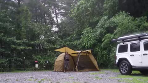 Camping in raintorm