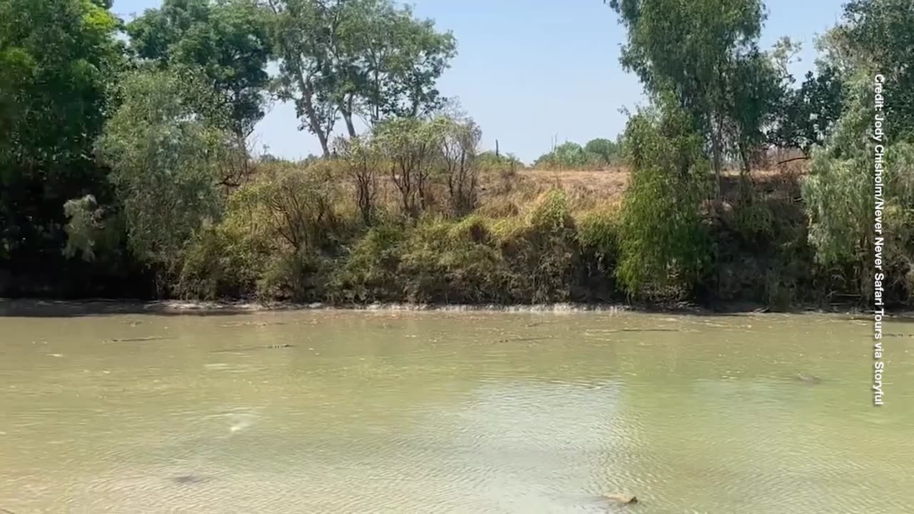 Fearless Fisherman Braves Infamous Crocodile-Infested River Crossing in Australia