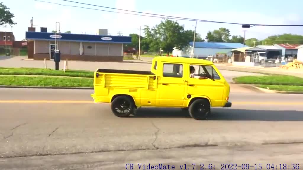 Performance display of yellow pickup truck