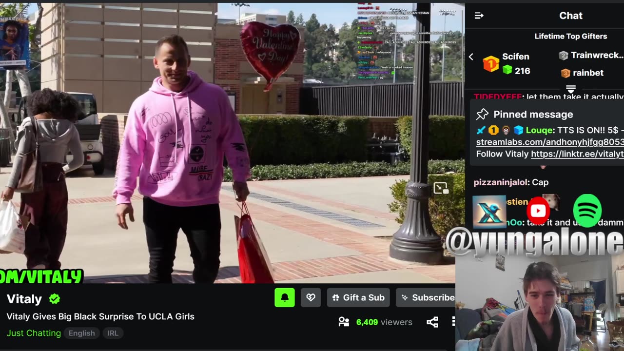Yung Alone Reacts to Vitaly Giving out a Dildo for Valentines Day Present on Kick Live