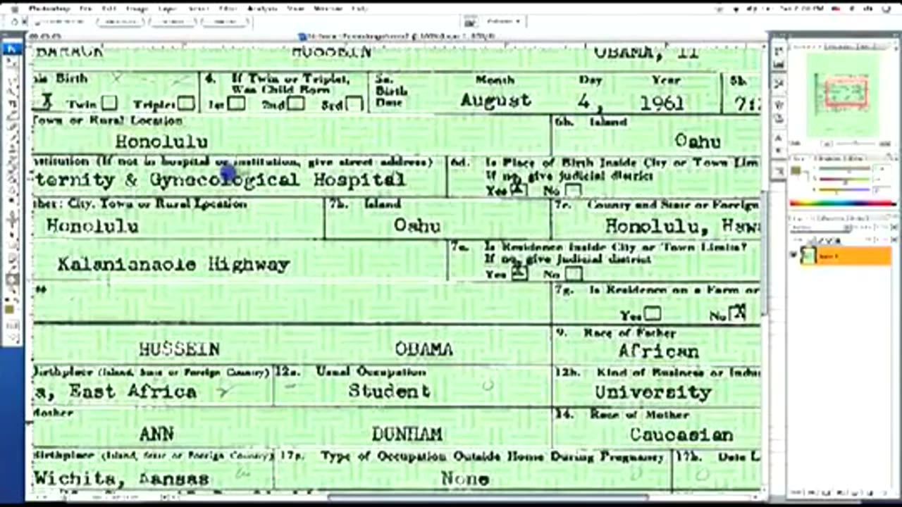 Birth Certificate Forged - Absolute Proof Presented Here! 04-30-11