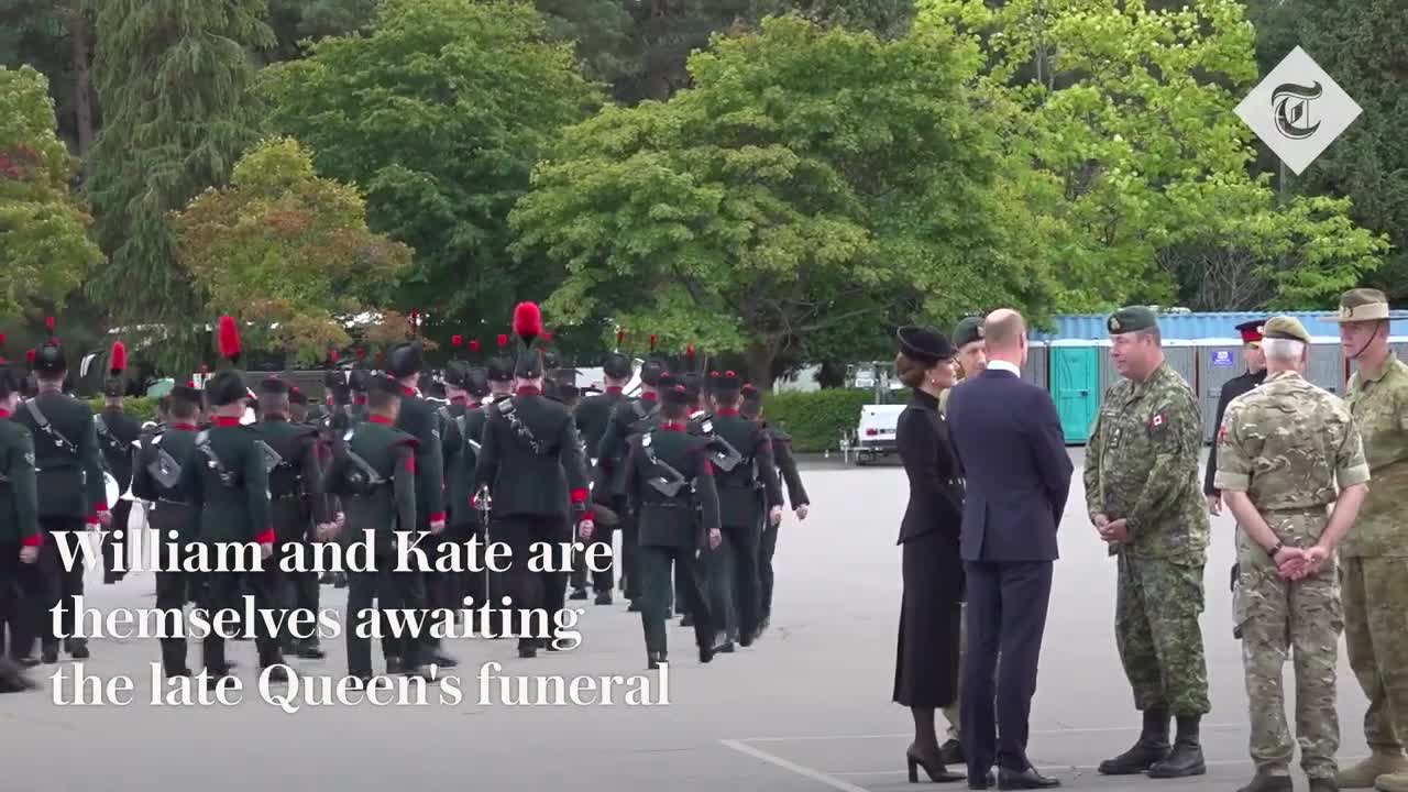 Prince and Princess of Wales visit Commonwealth troops preparing for late Queen's funeral