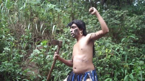 Indian Tribesman Dancing Funkily