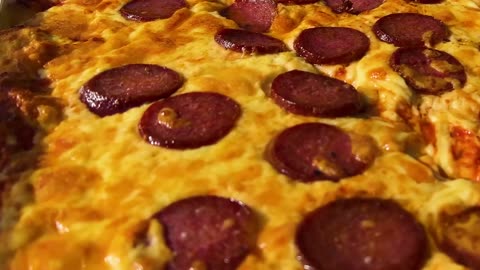 Unrealistically Huge And Delicious Homemade Pizza Cooked In The Oven