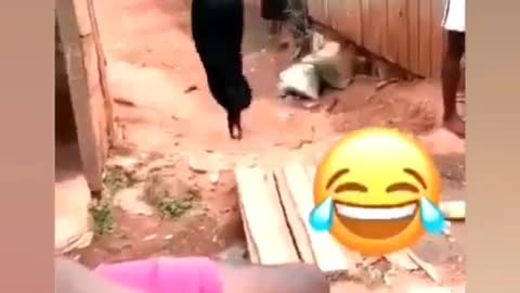 Funny Lady With Awkward High Heel In A Rough Environment