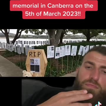 Covid vaccine death memorial in Canberra on the 5th of March 2023.