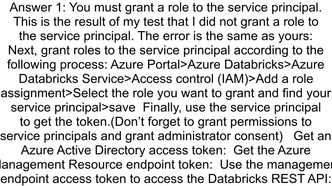 Error 403 User not authorized when trying to access Azure Databricks API through Active Directory