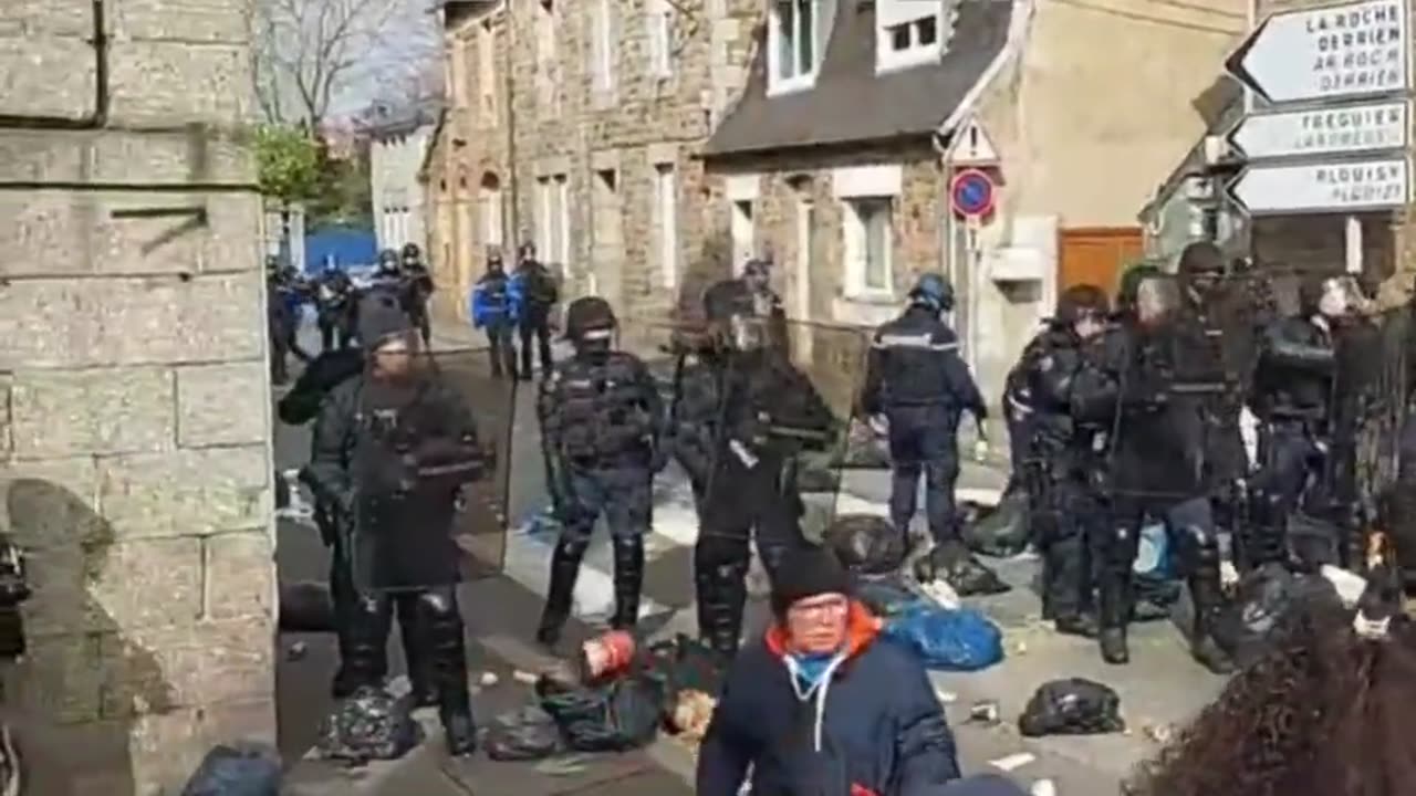 French Protestors Throw Trash at Macron's Forces After being beaten defenseless...