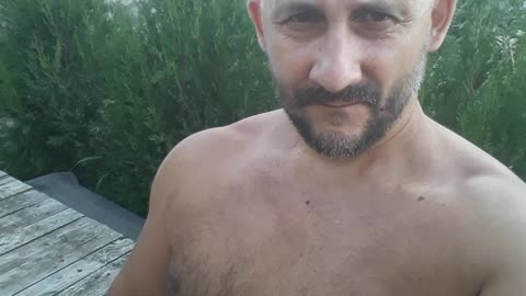 After training in the garden