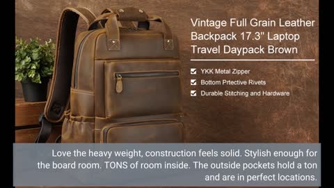 TIDING Genuine Leather Backpack for Men 17.3 Inch-Overview