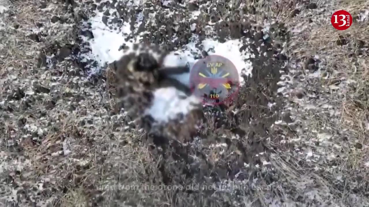 Duel of Russian on the battlefield with a drone, tries to shoot the drone with a machine gun