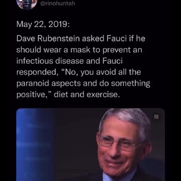 Dave Rubenstein asked Fauci if he should wear a mask to prevent an infectious disease
