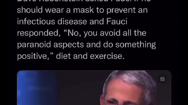 Dave Rubenstein asked Fauci if he should wear a mask to prevent an infectious disease