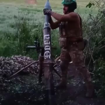 Firing Giant Mortar Shells at Russian Positions