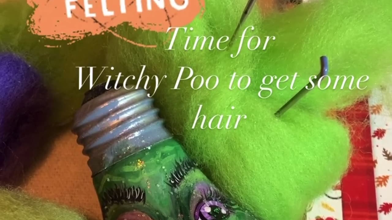 Witchy Poo Craft Up Cycled Light Bulb Ornament Needle Felting Hair