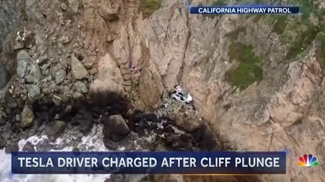 TESLA DRIVER CHARGED AFTER CLIFF PLUNGE