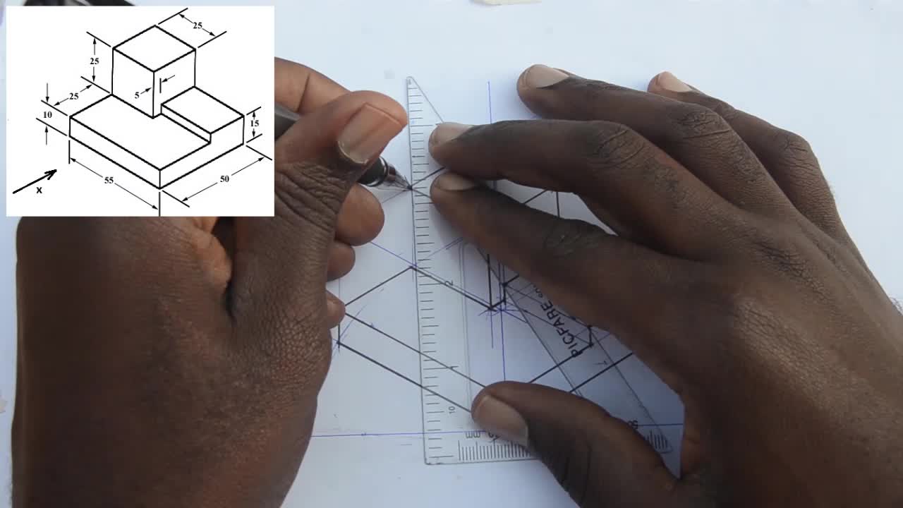 Isometric Projection Using 60-30 degree set square