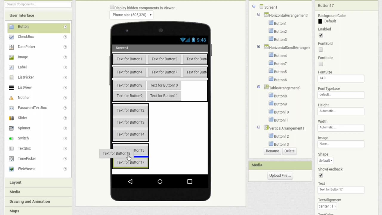 How to use layouts in MIT APP Inventor