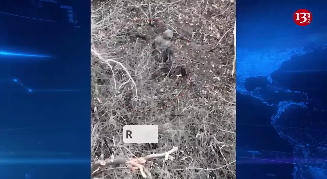 Russian soldier hides in shelter as he runs from drone, revealing army locations.