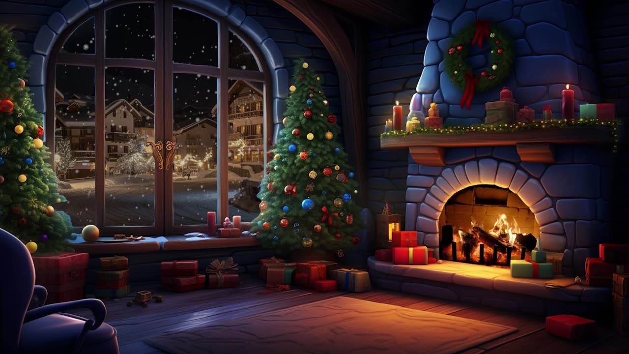 🎄Cozy Fireplace on a Holiday Night🔥