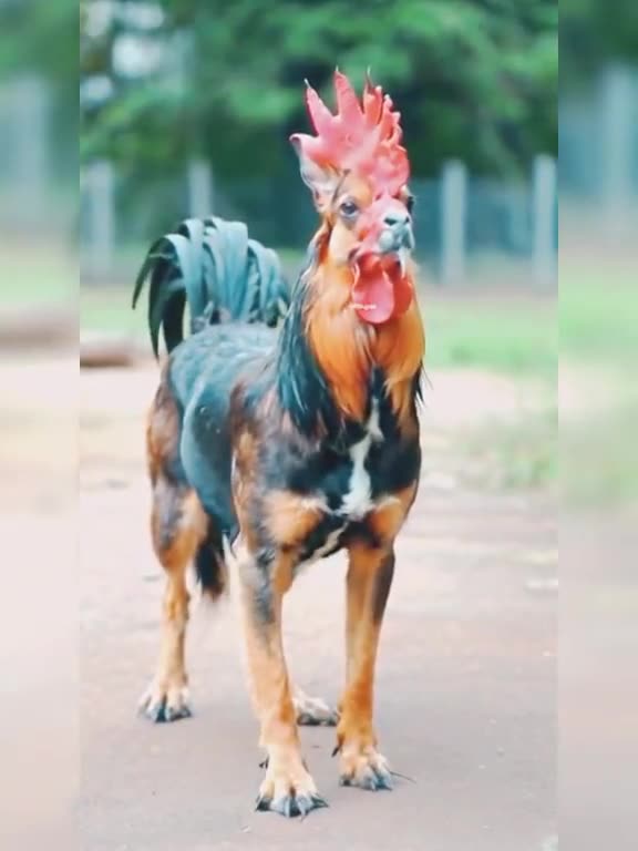 Chicken with a dog's head