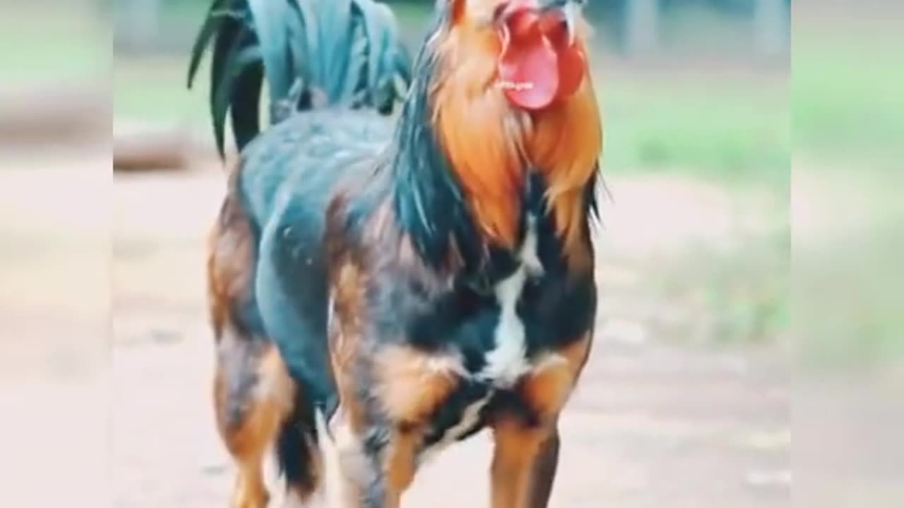 Chicken with a dog's head