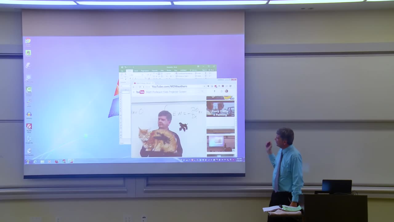 Math Professor Fixes Projector Screen (April Fools Prank)