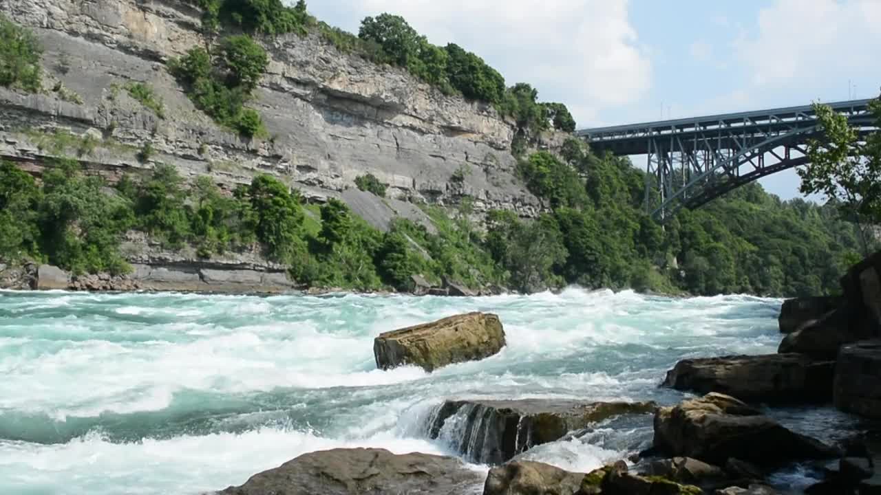 River bridge and mountain harmonization