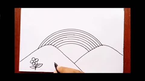how to draw a Rainbow scenery drawing