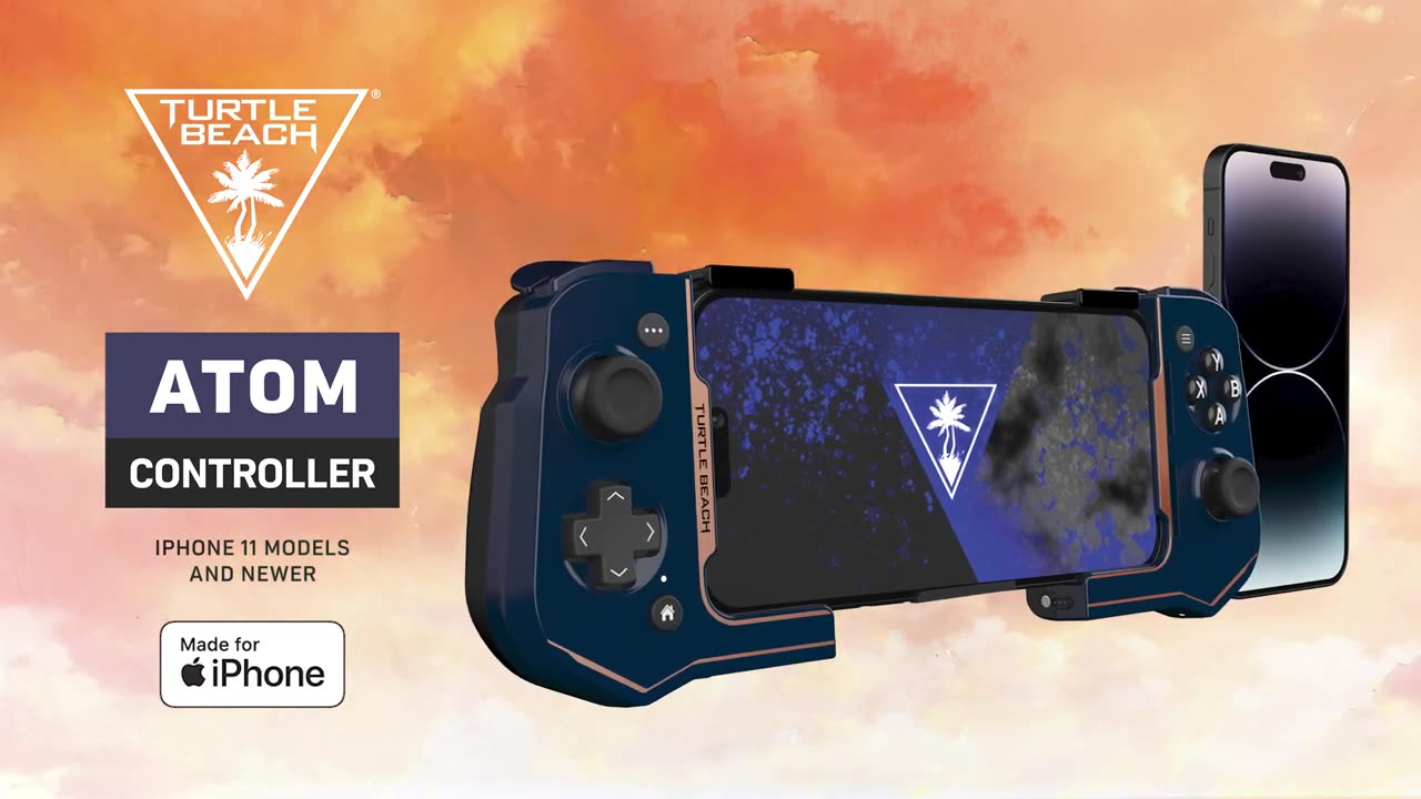 Turtle Beach Atom Mobile Game Controller with Bluetooth for Cloud Gaming on iPhone Cobalt Blue