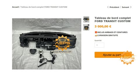 AEPSPIECES.COM - Tableau de bord complet FORD TRANSIT CUSTOM