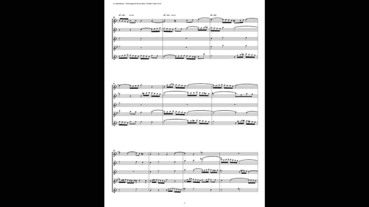 J.S. Bach - Well-Tempered Clavier: Part 1 - Prelude 07 (Flute Quintet)