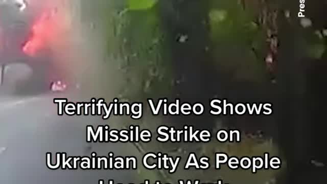 Terrifying Video Shows Missile Strike on Ukrainian City As People Head to Work