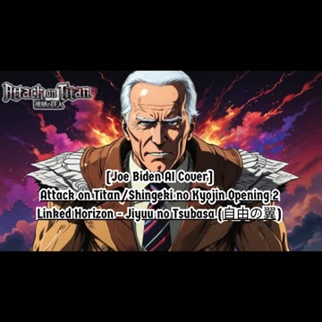 [Joe Biden sings/AI Cover] Attack on Titan Season 1 OP 2 Linked Horizon - Jiyuu no Tsubasa