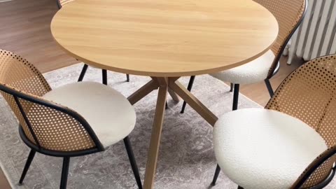 Discover the Comfort of Loop Yarn Valko Fabric Sponge Seat on these Bekrvio Rattan Dining Chairs