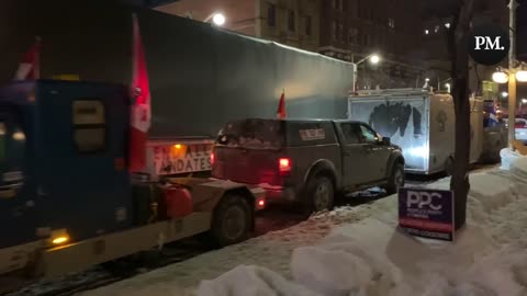 Protestors and trucks are currently gathered outside Parliament Hill in Ottawa